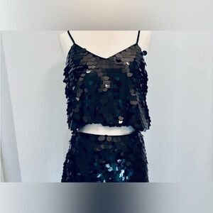 Sincerely Jules black sequin crop top Size M (part of a set)